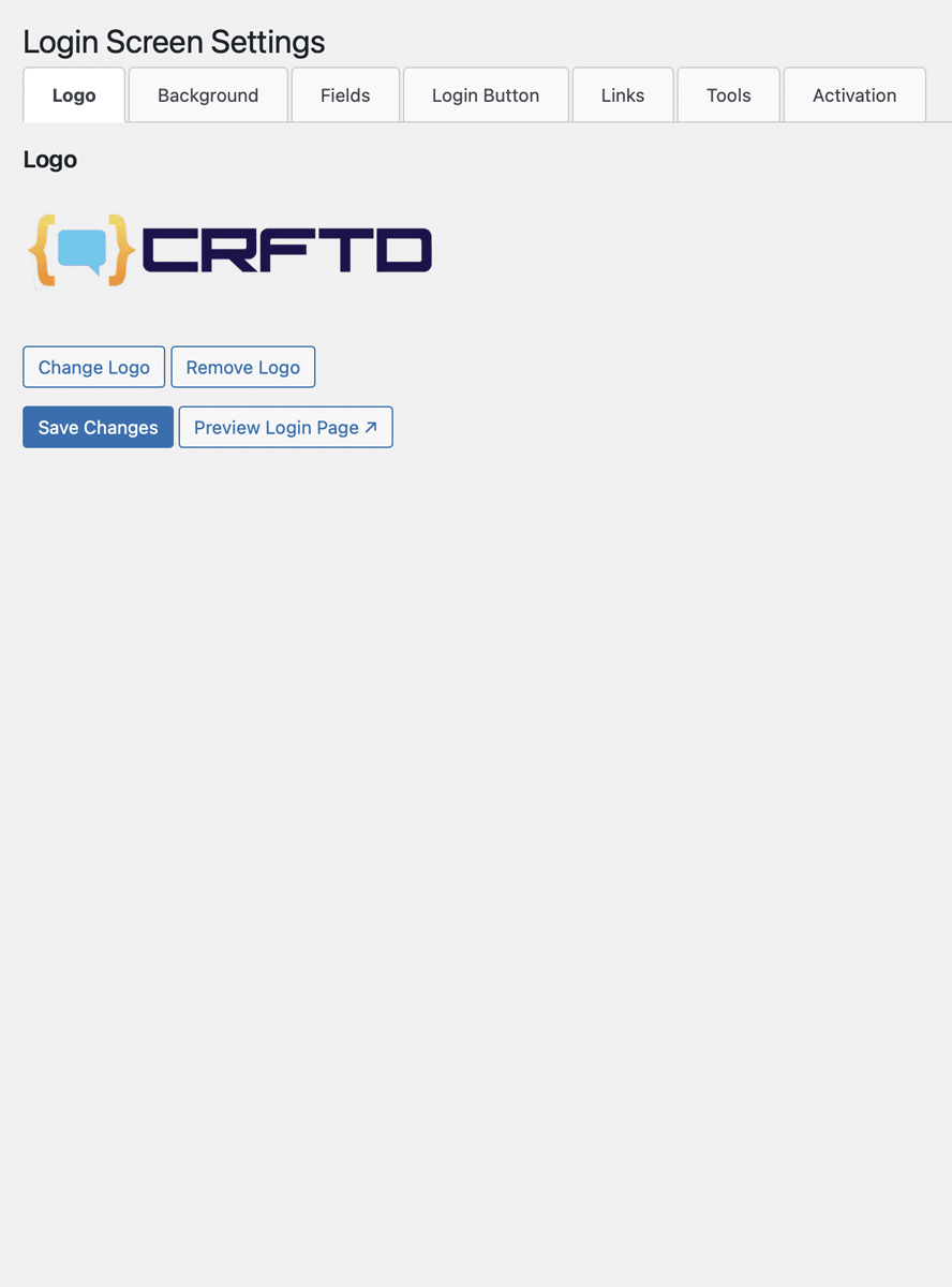 Admin interface for managing the login logo