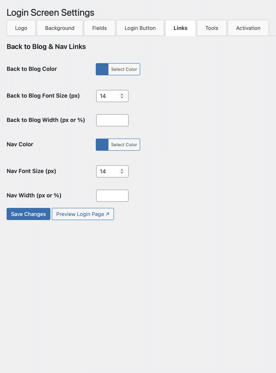 WordPress form links style management